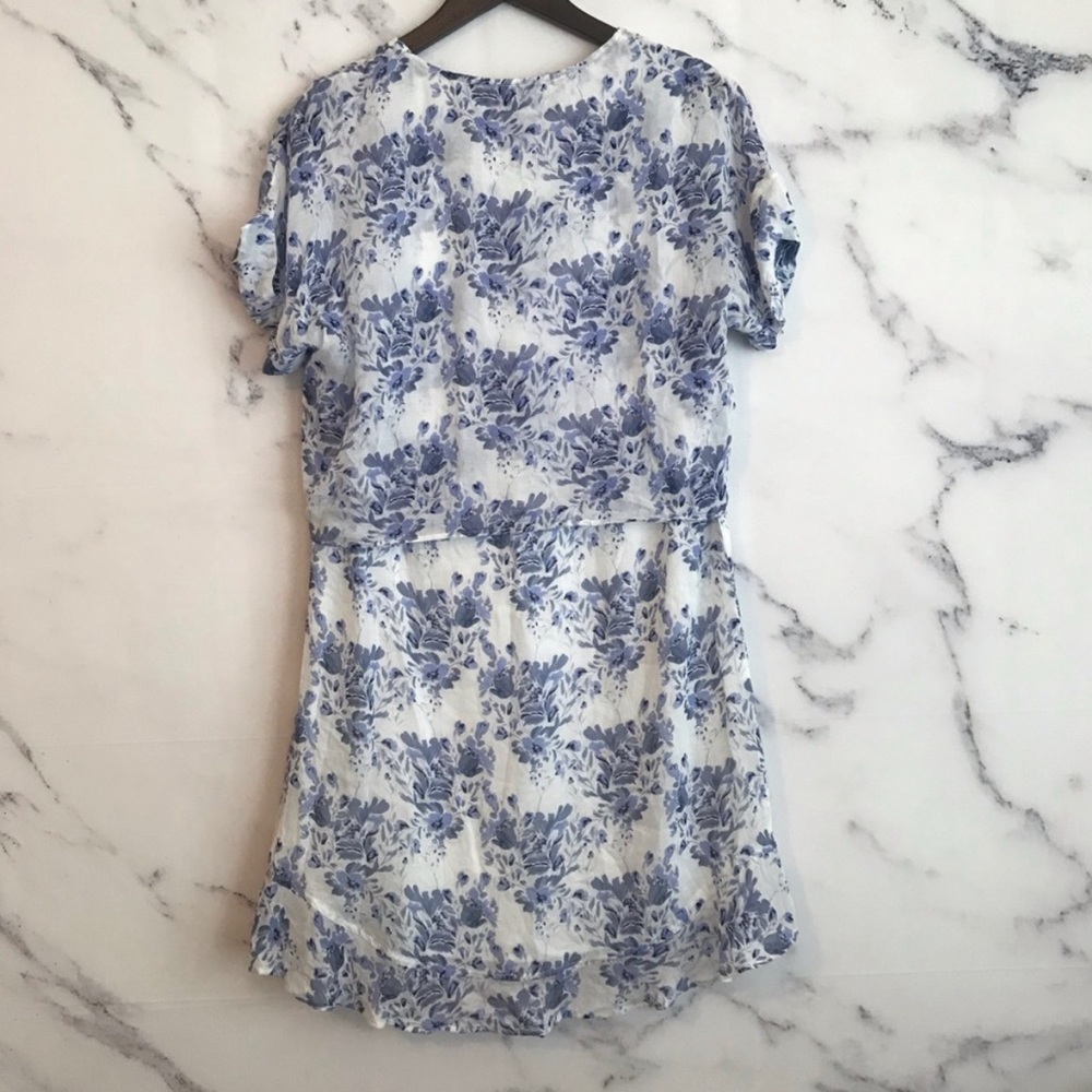 Cloth & Stone Vivian Tie front blue floral dress - Picture 2 of 6